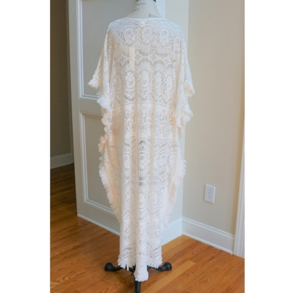 GORGEOUS Long Lace Caftan Tunic Beach Swim Cover - Picture 7 of 8